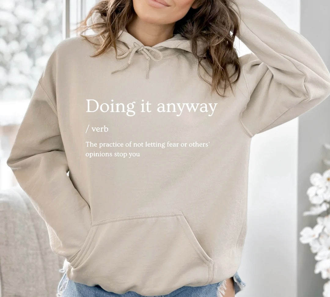 empowering quote hoodie, 3 colors 2 languages