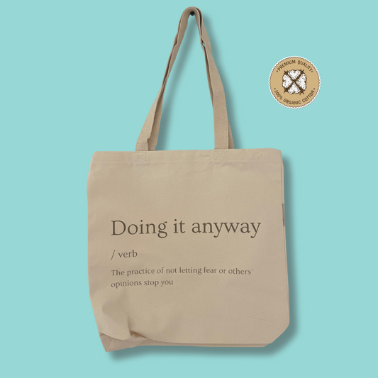 inspired tote with quote