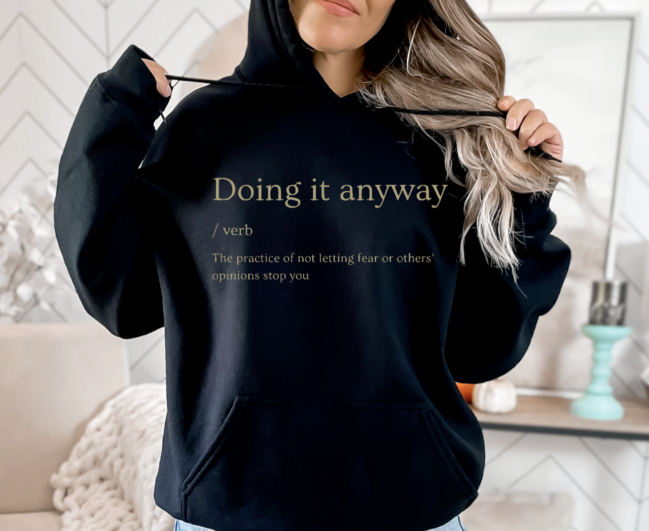 empowering quote hoodie, 3 colors 2 languages