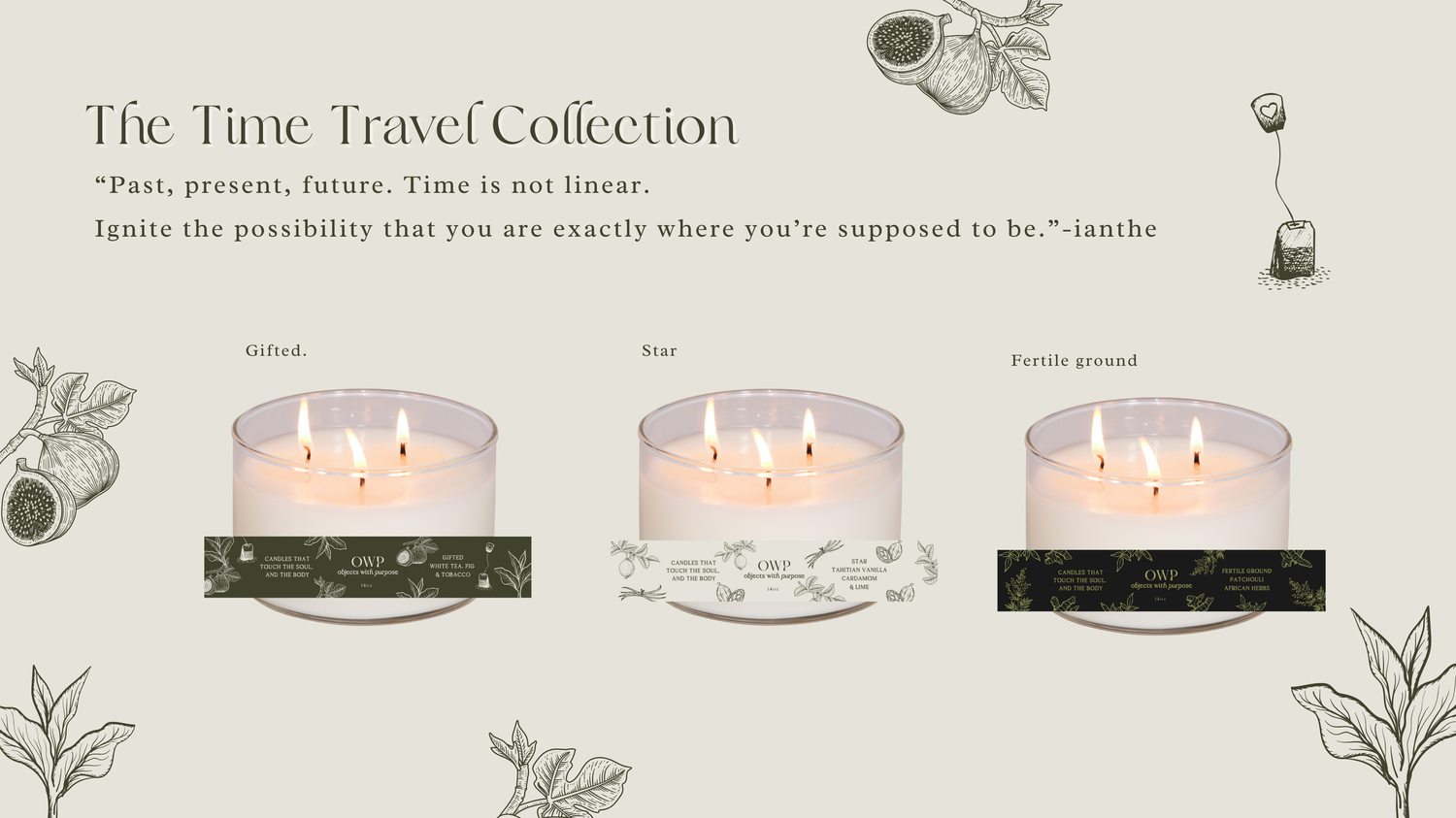 Objects With Purpose, 3 wick candle, time travel collection